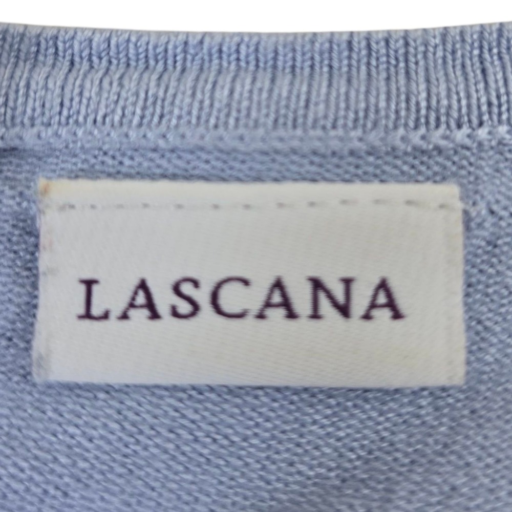Lascana Women's Blue Short Sleeve Back Button Sweater Round Neck Size 10/12 - Picture 7 of 13